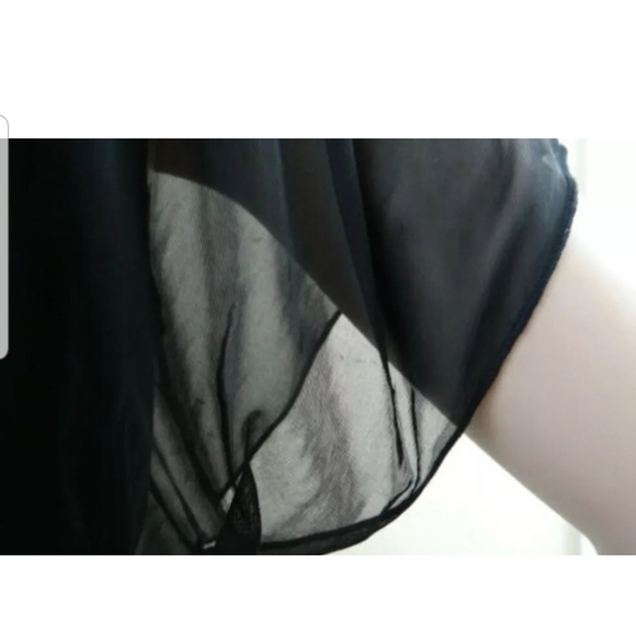 Ruby Rox dress S sheer slit sleeve black w silver - Picture 8 of 9